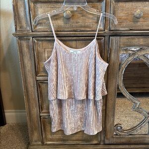 Flowy Velvet Champagne Pink Top Summer Spring Party Dinner Rose